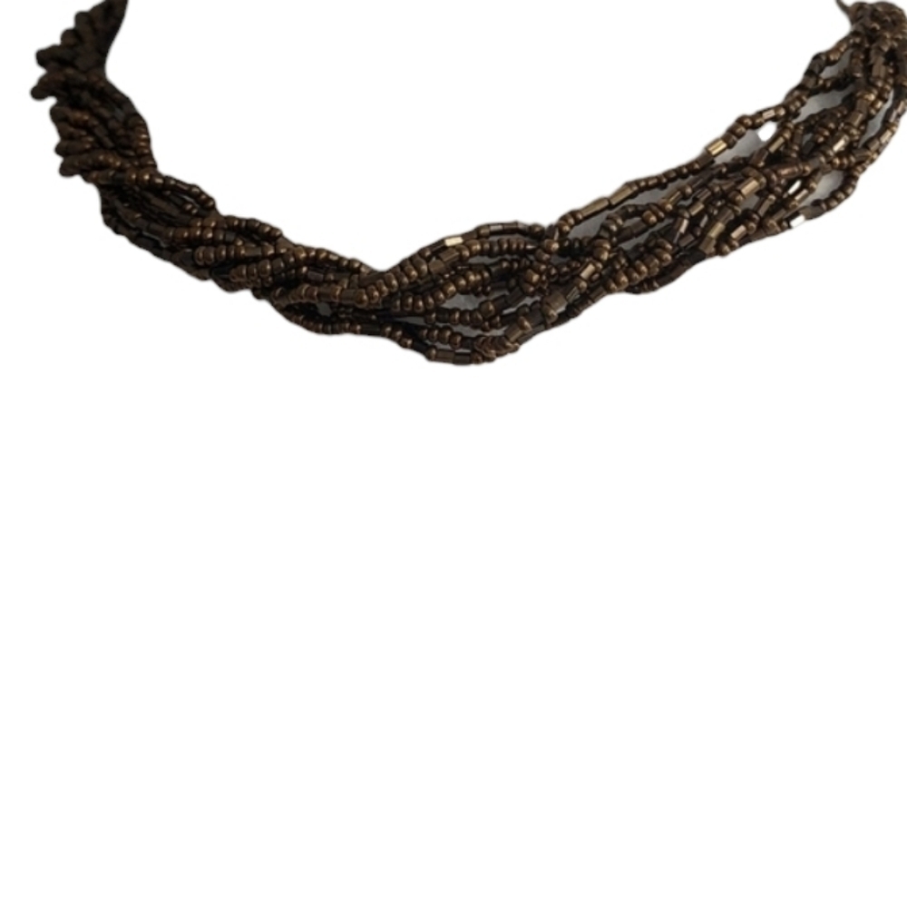 Elegant Brown Beaded Choker Necklace
